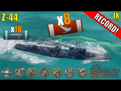 Destroyer Z-44 8 Kills & 169k Damage | World of Warships Gameplay