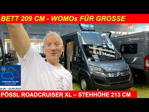 Panel van for tall people: 213 cm standing height, 209 cm longitudinal bed. Pössl Roadcruiser XL ...