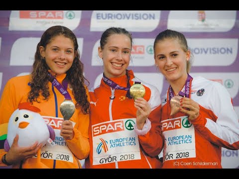 U18 EM: Victory Ceremony 100hurdles - Johanna Plank