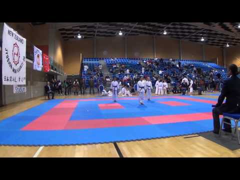 knz nats 12 07 2015 tatami-1 6  9yrs male & female team kata 04 pinan nidan - gekisai dai ichi