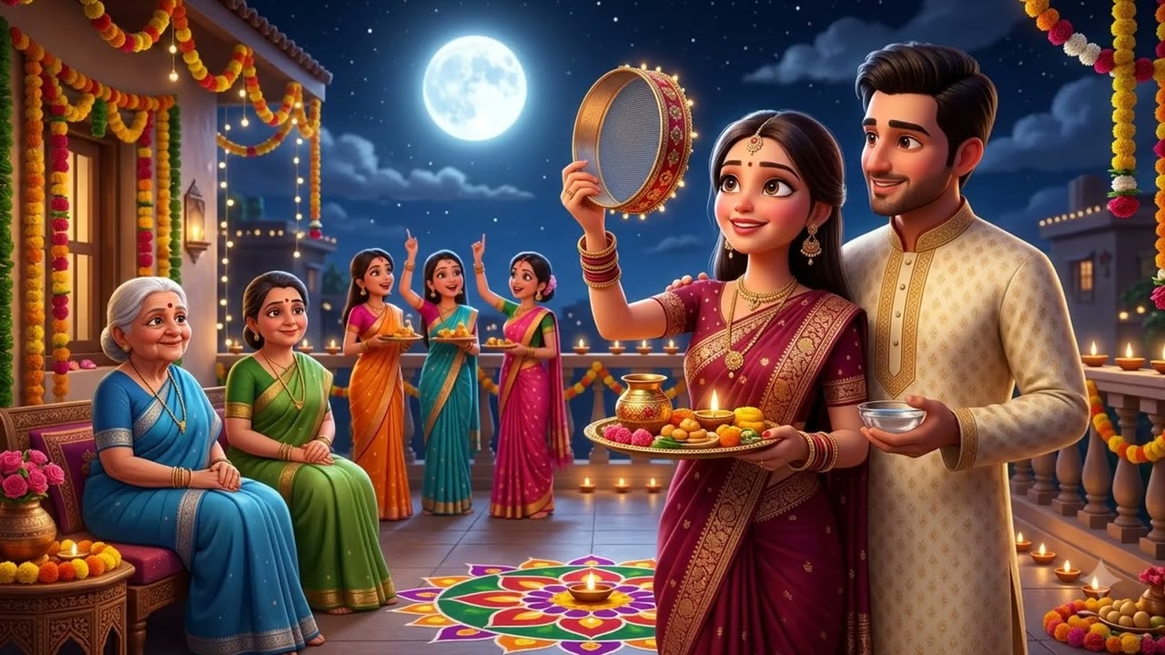 🌙 करवा चौथ — प्यार, विश्वास और परिवार की कहानी