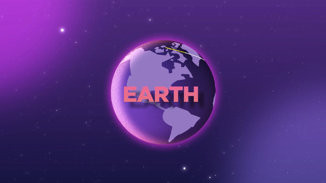 Earth rotate in space motion graphic tutorial