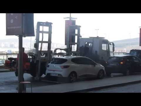 This airport tow truck is merciless