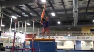 preview picture of video 'Gymnastics: 10 Year old Gymnast training Kip Cast Handstand, Free Hip Circle and Giants'