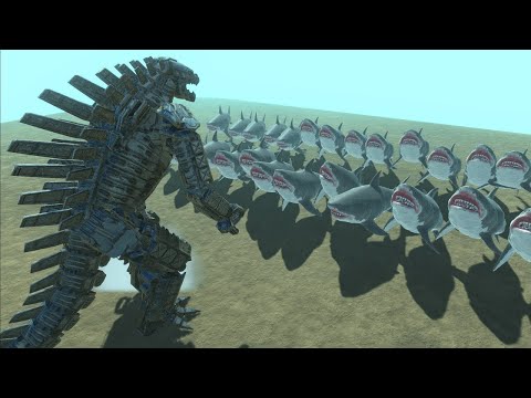 New Mutant Megalodon vs MechaGodzilla 2021 - Animal Revolt Battle Simulator