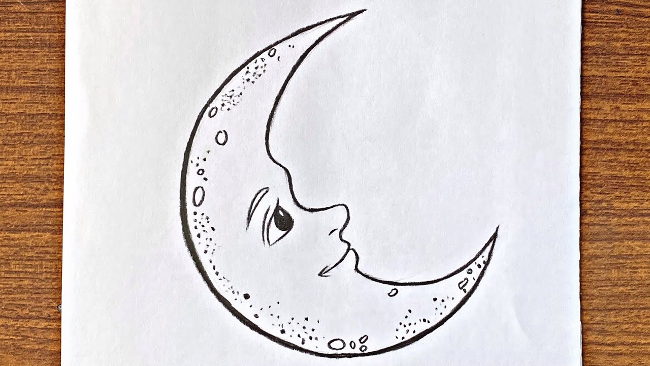 How to draw a crescent moon 🌙 easy for beginners // Easy drawing ideas  #Shorts