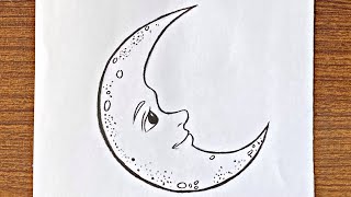 How to draw a crescent moon 🌙 easy for beginners // Easy drawing ideas #Shorts