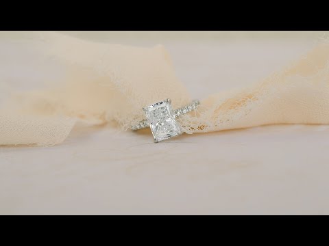 2.5 Carat Radiant Pavé Lab Diamond Engagement Ring in Platinum | Ada Diamonds