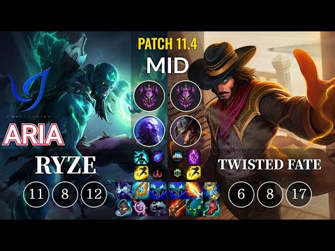 CGA Aria Ryze vs Twisted Fate Mid - KR Patch 11.4