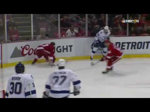 Darren Helm Destroyed by Nikita Nesterov Tampa Bay Lightning vs Detroit Red Winds 11/15/16