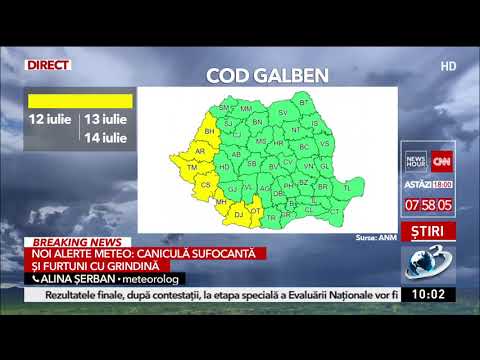 Noi alerte meteo în România. Caniculă sufocantă și furtuni cu grindină