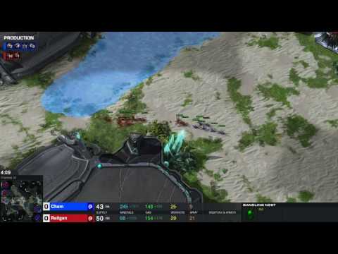 StarCraft 2 - ZvZ Defending 2 Base Ling Bane Allins vs Cham