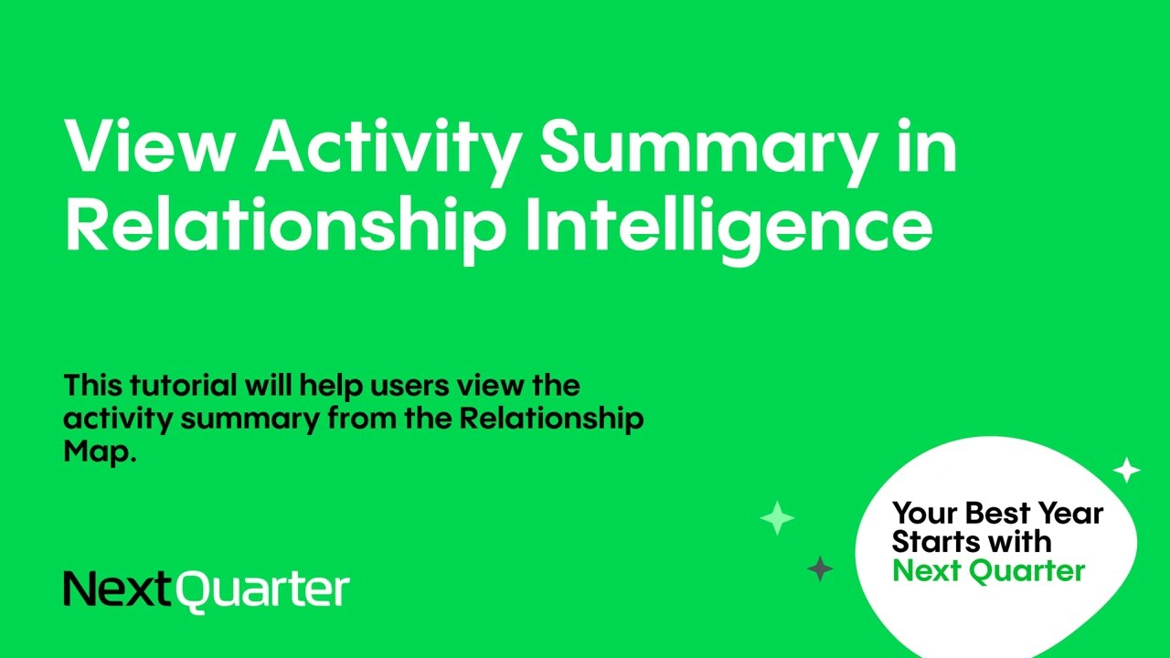 View Activity Summary in Relationship Intelligence