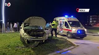 Kontrolden Çıkan Otomobil Refüje Çarptı