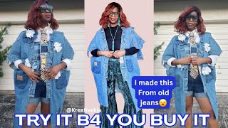 Upcycle Old Jeans into a Trench Jacket/| Beginner Friendly  #upcycle #diy 