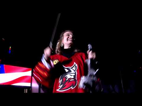 Tania Susi Music performs the Star Spangled Banner at Adirondack Thunder in Glens Falls, NY.