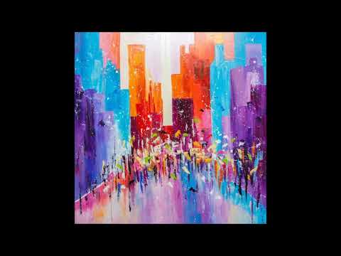 crowd street oil painting art