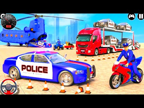 Police Car Transport Truck Simulator 2024 - US Police Car Transportation 3D Game