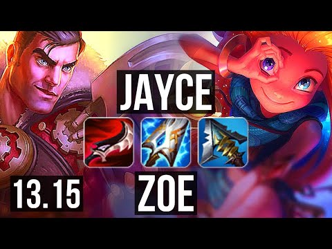 JAYCE vs ZOE (MID) | Rank 1 Jayce, Rank 3, 6 solo kills, 12/2/4, Legendary | NA Challenger | 13.15
