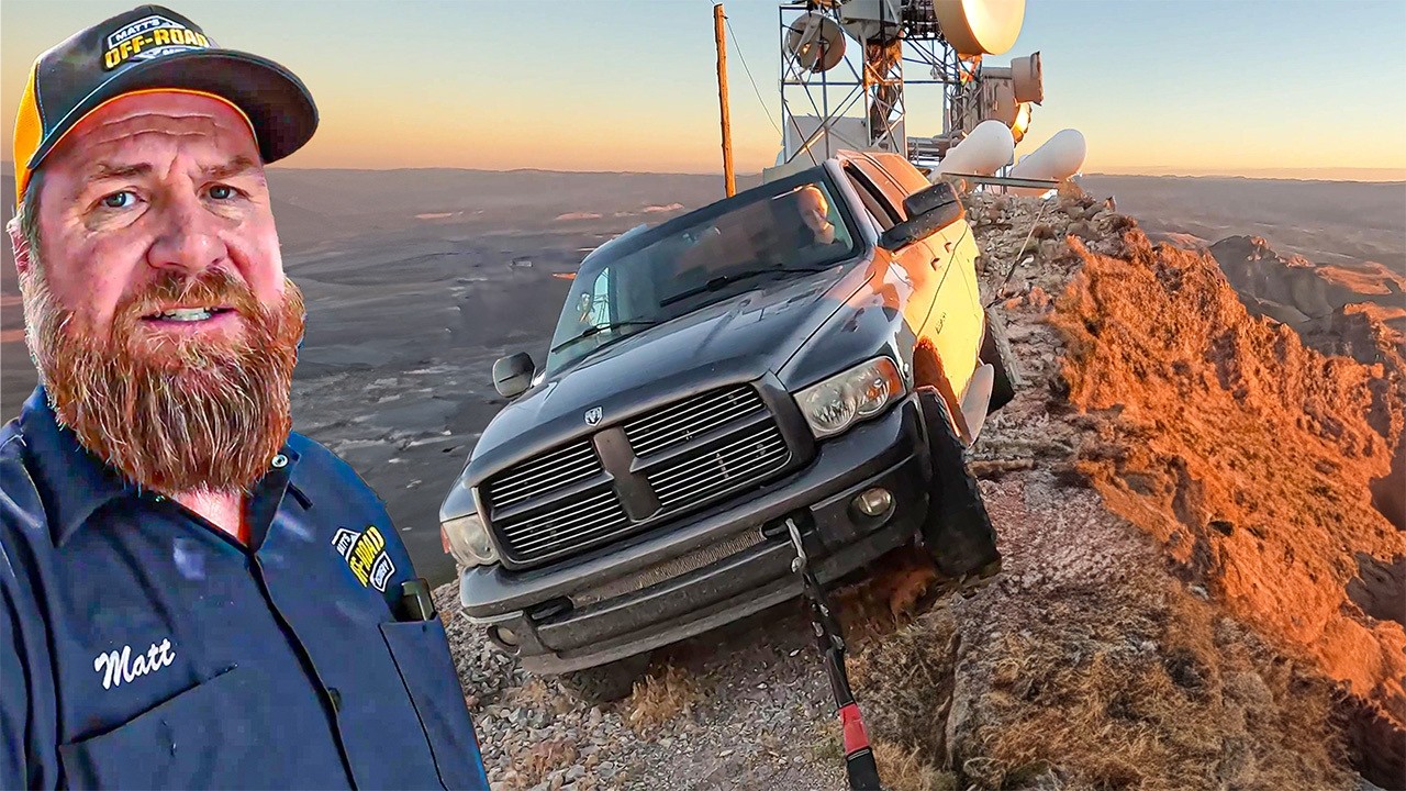 Ram Truck Hangs Over Mountain Peak's Edge!