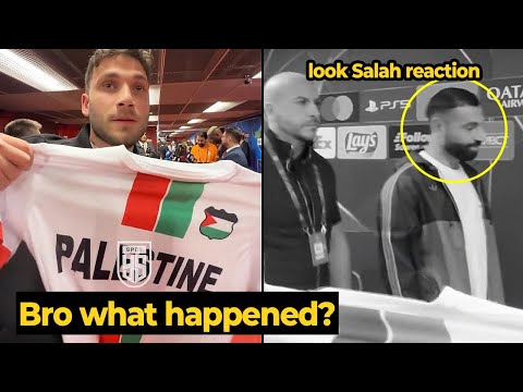 😱Mo Salah avoids signing a Palestine t-shirt following Liverpool loss vs Galatasaray UCL yesterday