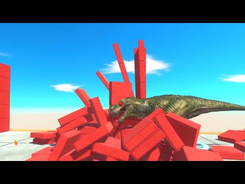 Dinosaur race through block obstacles - Animal Revolt Battle Simulator