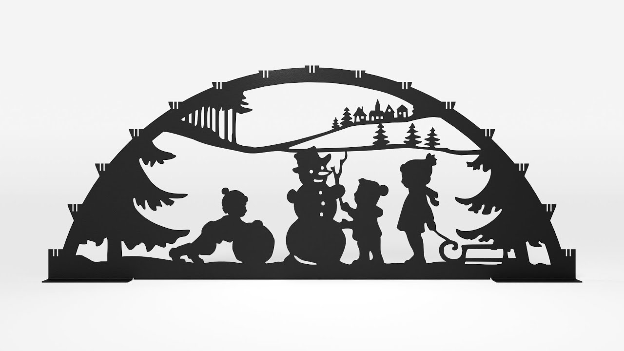 XXL Schwibbogen aus Metall | DSB1040 Schneemann-Motiv | Schwarz | für den Außenbereich Video