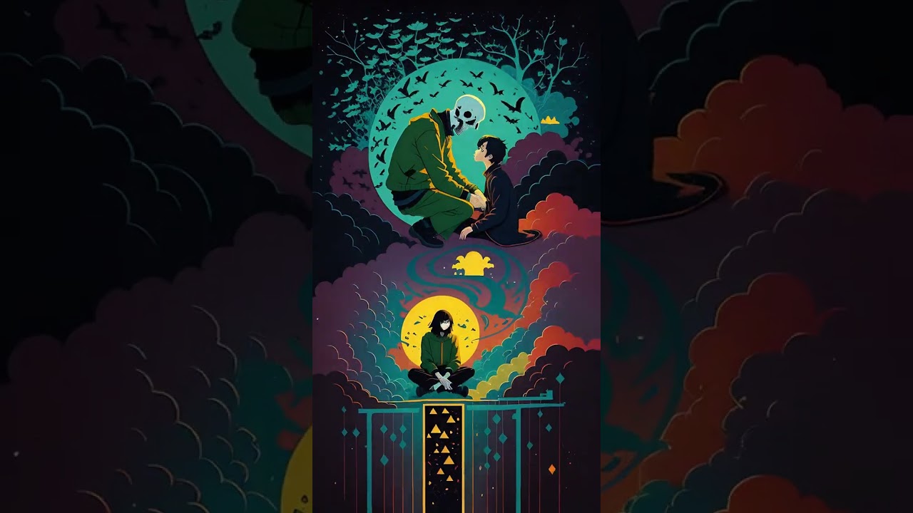 Free Stock Videos - AI generated - skull man and child  #stockfootage