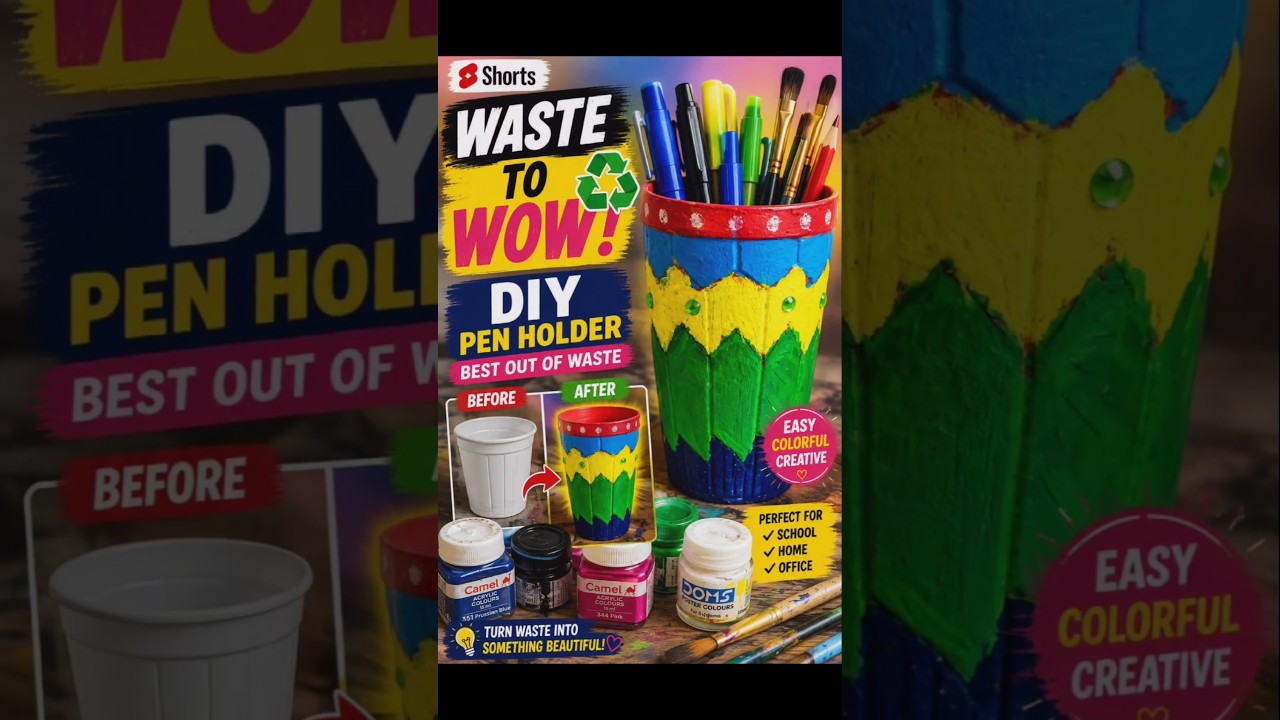 Best Out of Waste 🎨♻️ | DIY Pen Holder from Waste Material | Easy Craft Idea #Shorts#explore