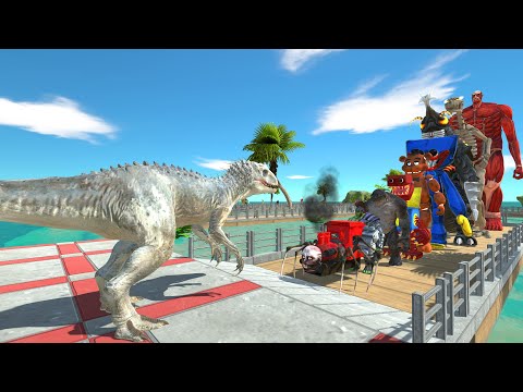 Indominus Rex vs Colossal Titan OASIS DEATH RUN - Animal Revolt Battle Simulator