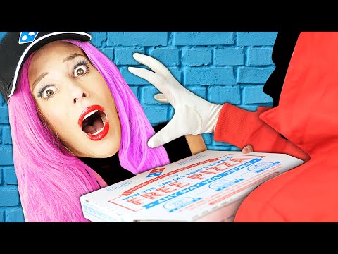 Rebecca Goes Undercover as A Pizza Delivery Girl! How to Sneak Food Anywhere in Hacker Mansion!