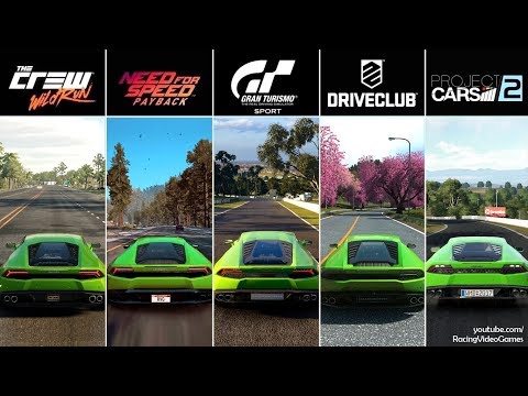 Gran Turismo Sport vs. NFS Payback vs. DriveClub vs. The Crew vs Project CARS 2 | Huracan Comparison
