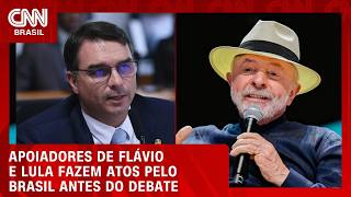 Vídeo: Apoiadores de Lula e Flávio fazem atos pelo antes do primeiro debate entre candidatos | CNN AGORA