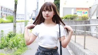 【ノーブラ】今人気の？Tシャツ一枚コーデで散歩に行った