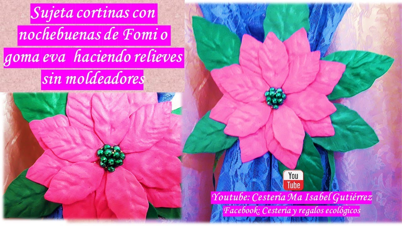 Sin moldeadores y bien fácil hacemos estos bellos sujetadores de cortinas con nochebuenas | Manualidades Sin moldeadores y bien fácil hacemos estos bellos sujetadores de cortinas con nochebuenas | Manualidades