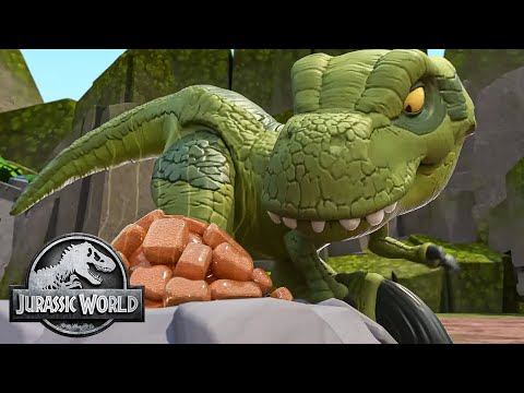 Feeding Time for the T-Rex! | Jurassic World | Kids Adventure Show | Dinosaur Cartoons