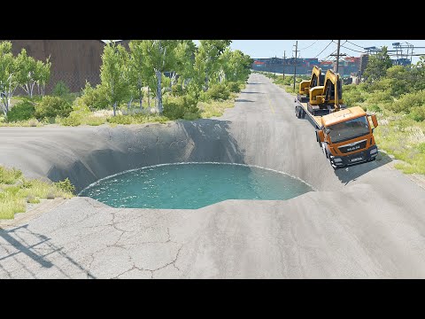Mobil vs Giant Pit #8 - BeamNG Drive