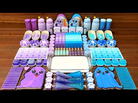 Slime mixing ASMR: The Ultimate Purple vs Blue Cute Dog Challenge!