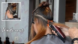 Download lagu Long hair to hidden shaved [clipper UNDERCUT] Potong rambut wanita under cut mp3