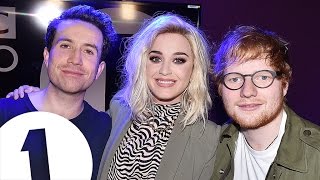 Ed Sheeran crashes Katy Perry interview with Grimmy
