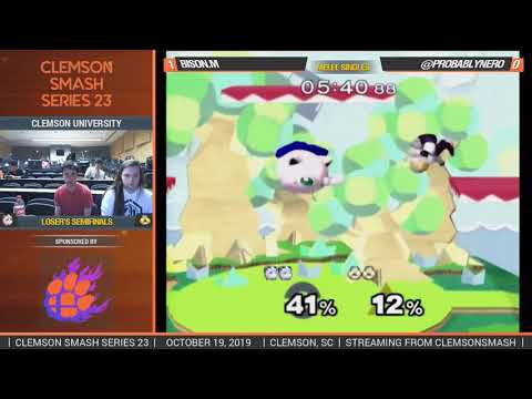 Clemson Smash Series 23 - Losers Semis - Bison.M (Jigglypuff) vs. Nero (Sheik) - SSBM