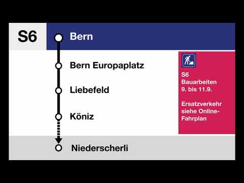 BLS Ansage » S6 Begrüssung nach Niederscherli | Bauarbeiten | SLBahnen