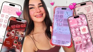 home screens for valentine's day! *reacting to your ios 18 customizations* 💖