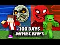 JJ and Mikey Survived 100 Days From Scary RED SUN and LUNAR MOON in Minecraft Challenge Maizen