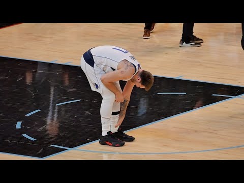 LUKA DONCIC painful ankle injury vs Suns, exits the game.