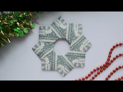 Nice MONEY WREATH "STAR" | Decoration for Christmas | Modular Dollar Origami | Tutorial by NProkuda