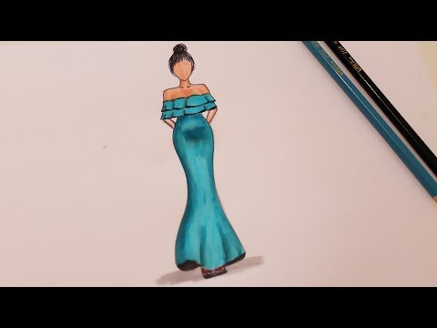 How to draw a dress - Dress Drawing Design - YouTube