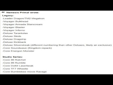 Transformers Legacy/Studio Series Listings (Thoughts)