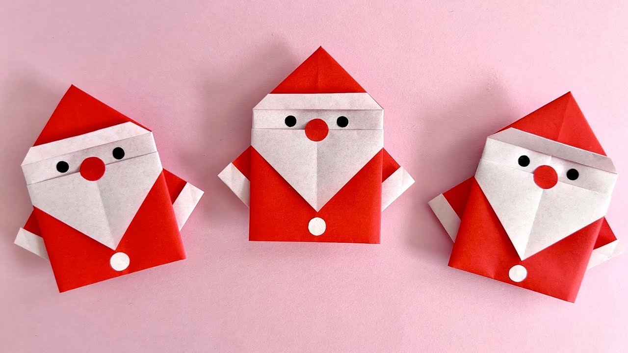 クリスマス 折り紙 超簡単！1枚だけで作れる サンタクロース 折り方 Origami Christmas Easy Cute Santa Claus Paper Craft DIY