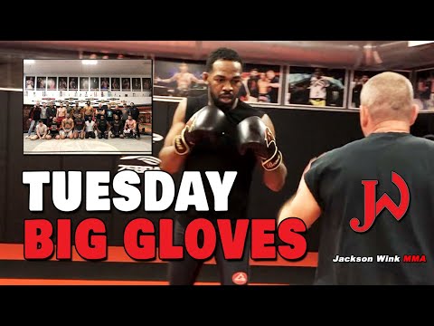 Glimpse at the Big Boys, Big Gloves Tuesday training session.